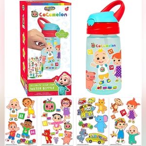 Cocomelon Water Bottle with Decorate Your Own 4 Sheets of Customized Stickers